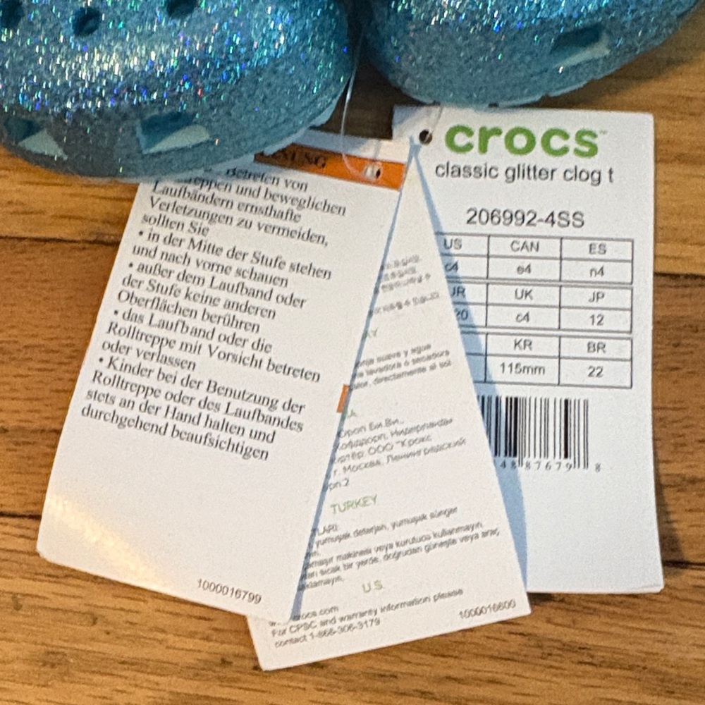 CROCS Kids Sparkly Blue Sandals - Picture 3 of 5